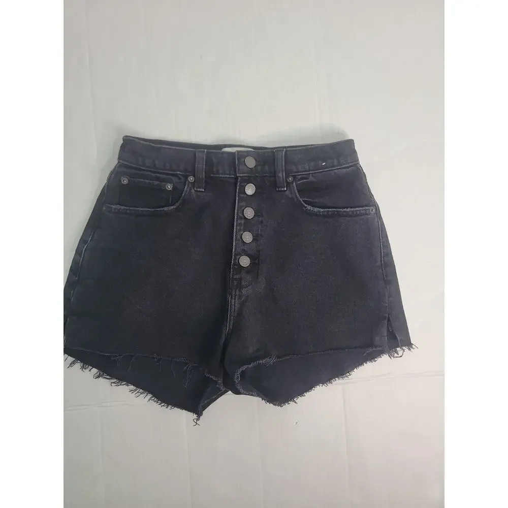 Abercrombie And Fitch Mom Jean Shorts Sz 27 Curve Love High Rise Button Fly